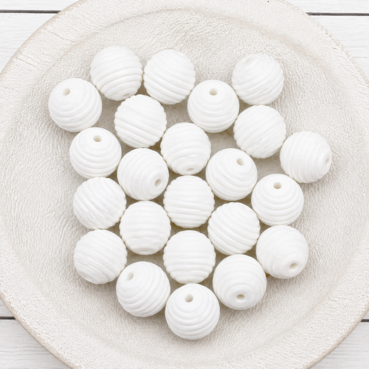 15mm White Stripe Beads