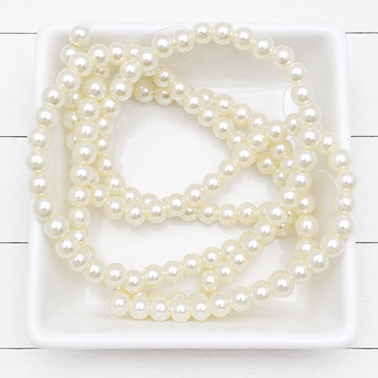 6mm Light Yellow Pearl Glass Beads