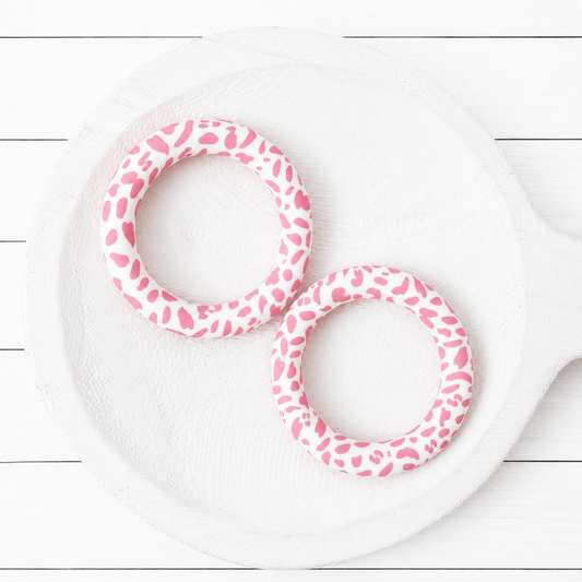 65mm Pink Cow Print Silicone Ring