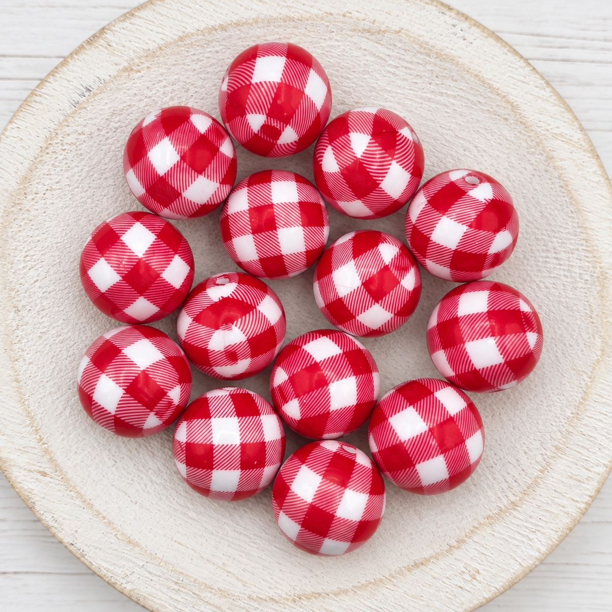 20mm Plaid Print Beads