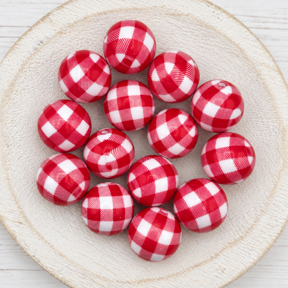 20mm Plaid Print Beads