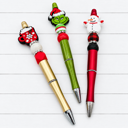 He's A Mean One Beaded Pen Set of 3