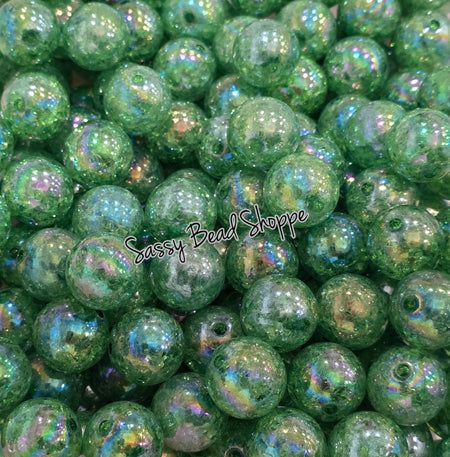 20MM Dark Green Crackle Beads