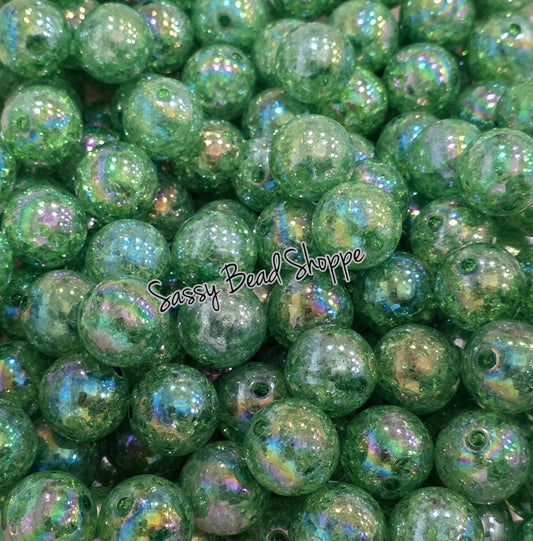 20MM Dark Green Crackle Beads