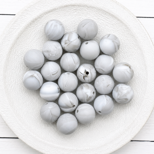 15mm Gray Marble Beads