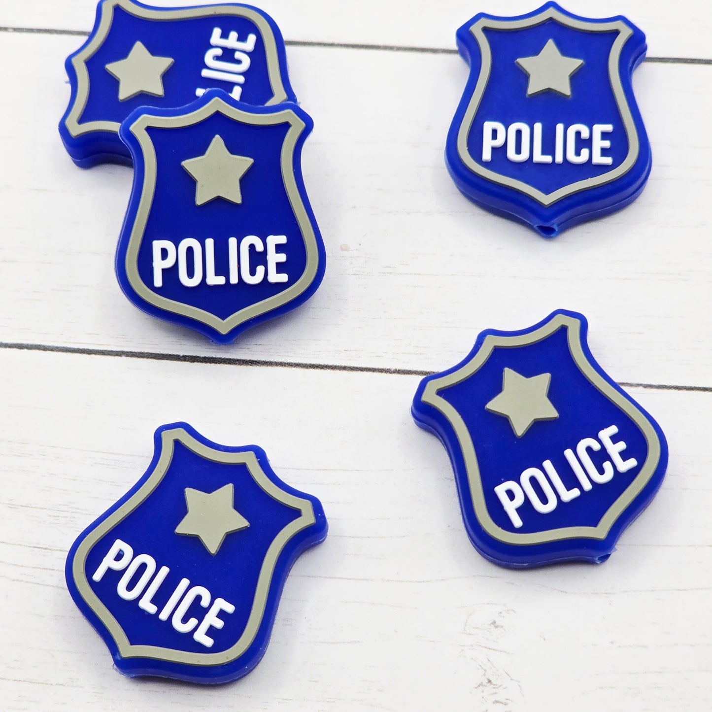 Blue Police Badge Bead