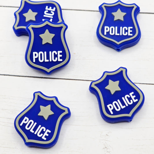 Blue Police Badge Bead