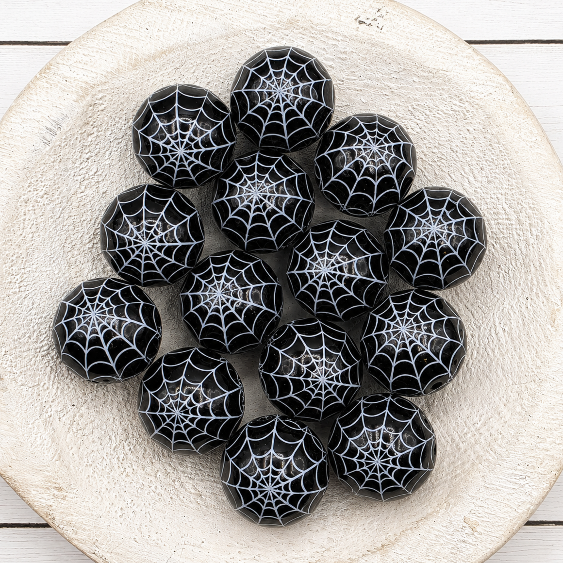 20MM Black Spider Web Beads
