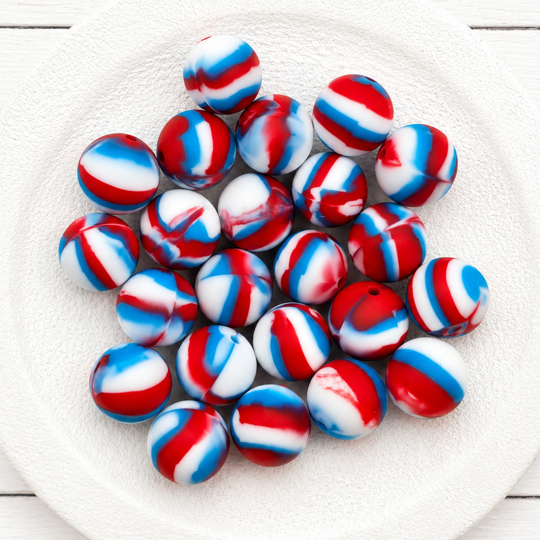 15mm Bomb Pop Swirl Beads