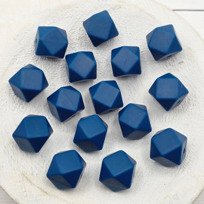 14mm Blue Hexagon Beads