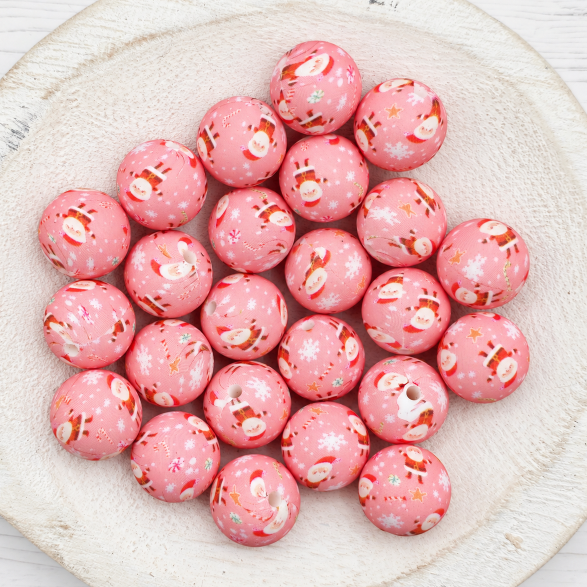 15mm Christmas Print Beads