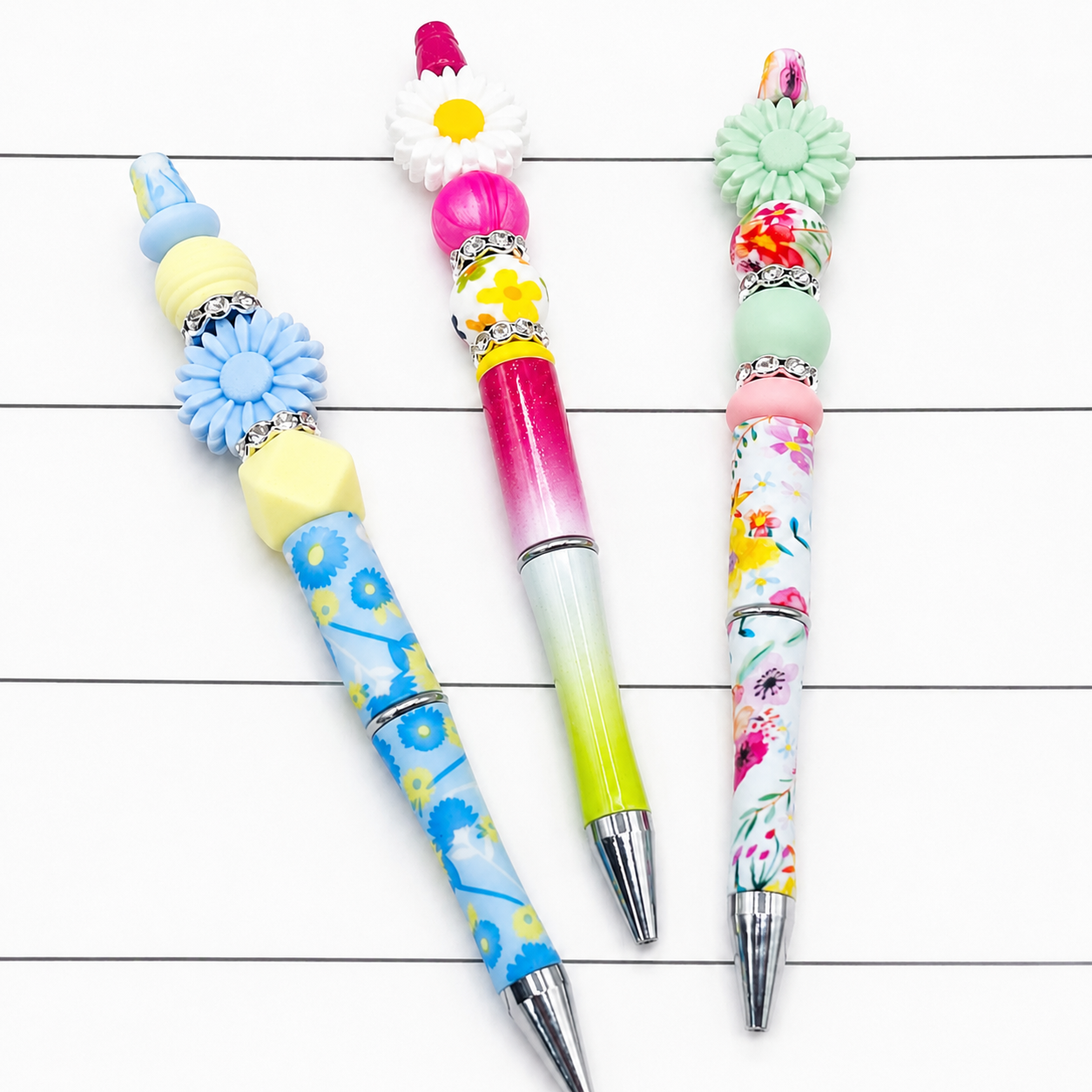 Mandarin Burst Beaded Pen Set of 3