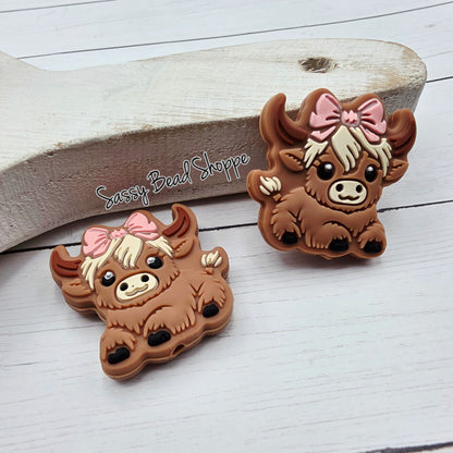 Highland Cow Pink Baby Silicone Beads