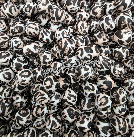 15mm Cheetah Silicone Beads