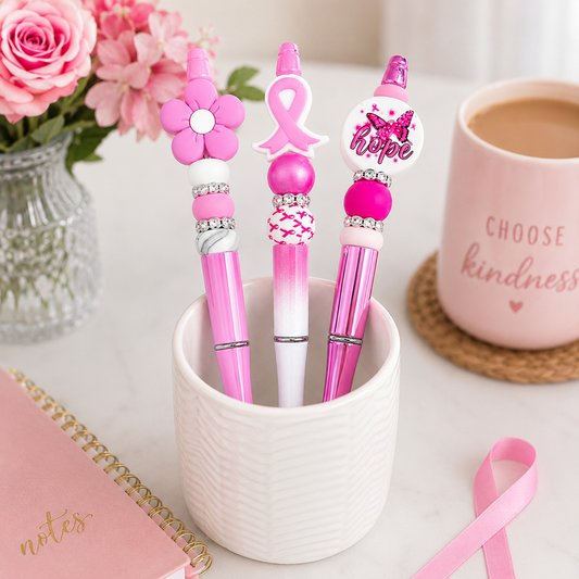 Pink Strong Beaded Pen Set of 3