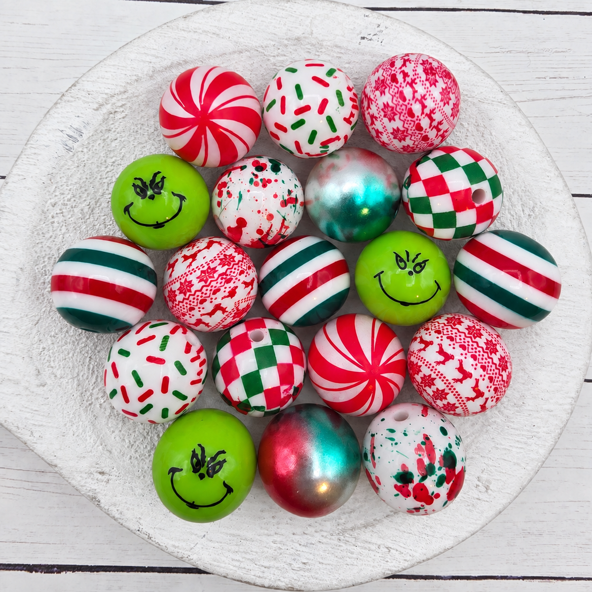 20mm Christmas Print Beads