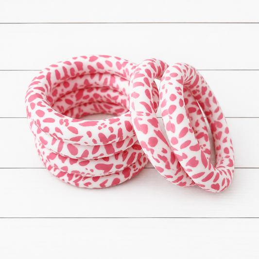 65mm Pink Cow Print Silicone Ring