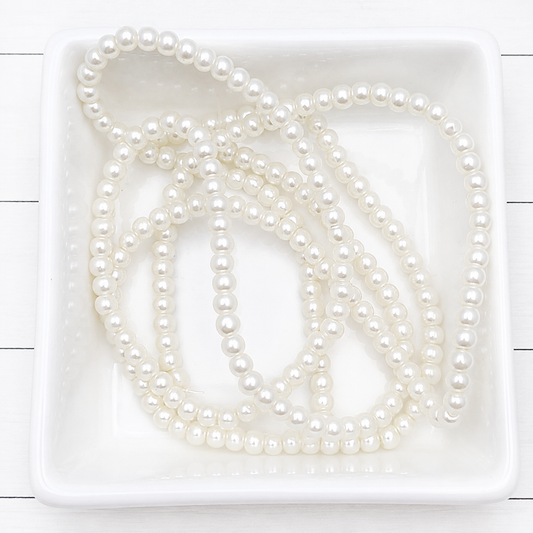 4mm Antique White Pearl Glass Beads