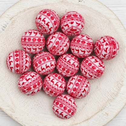 20mm Christmas Print Beads