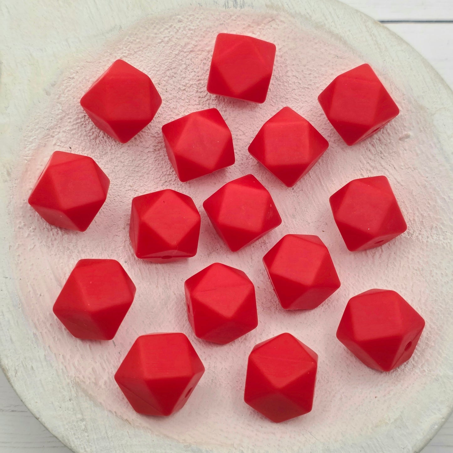 14mm Red Hexagon Beads
