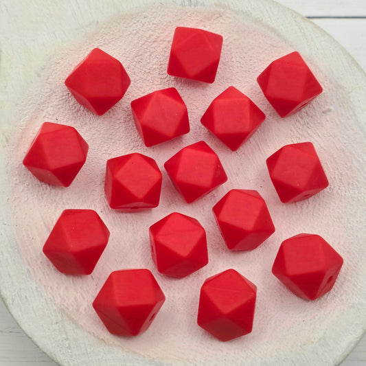 14mm Red Hexagon Beads