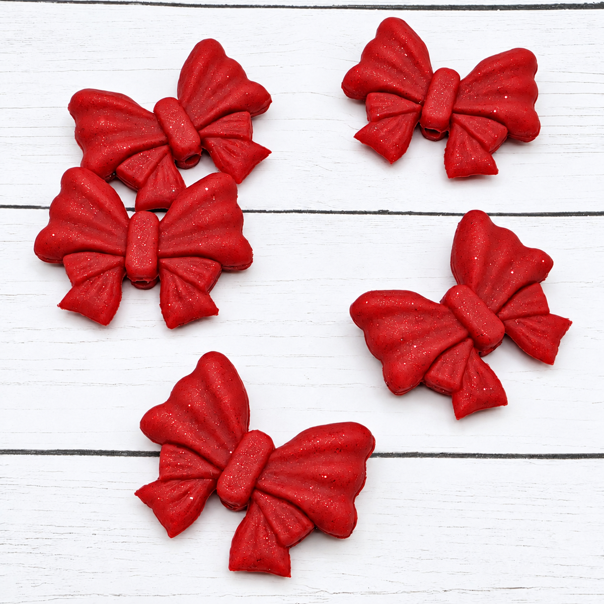 Red Glitter Bow Focal Bead