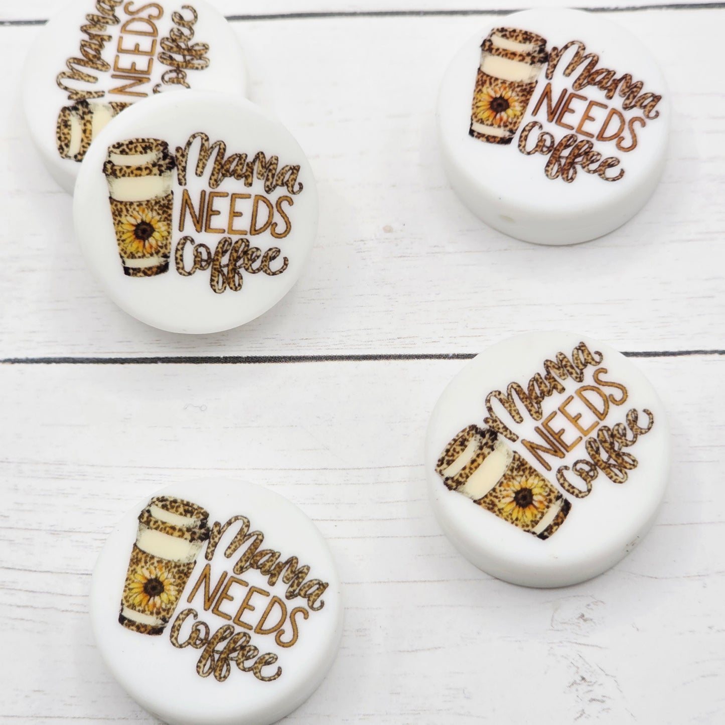 Sunflower Mama Needs Coffee Focal Beads