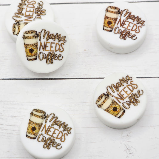 Sunflower Mama Needs Coffee Focal Beads