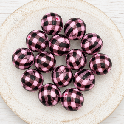 20mm Plaid Print Beads