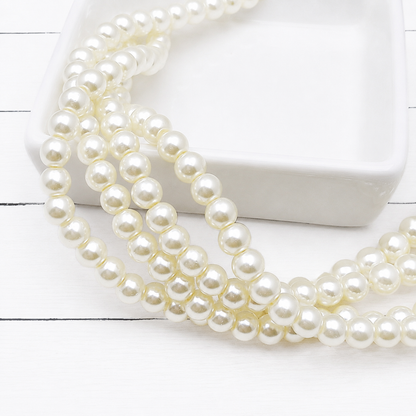 6mm Light Yellow Pearl Glass Beads