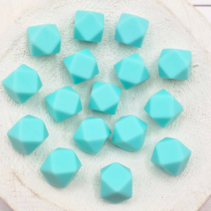 13mm Aqua Hexagon Beads
