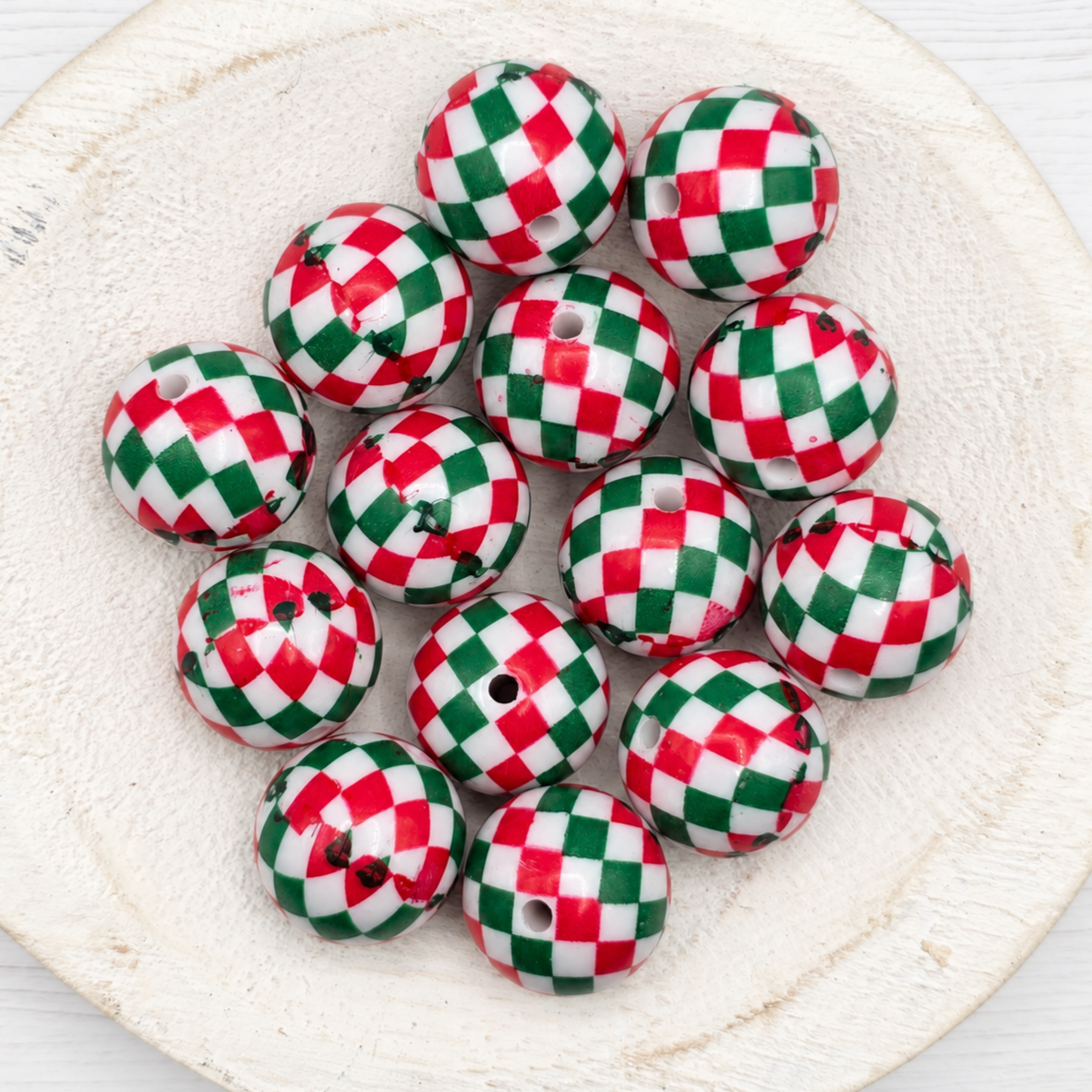 20mm Christmas Print Beads