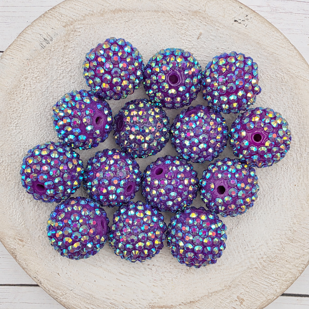 20MM Purple Rhinestone Beads