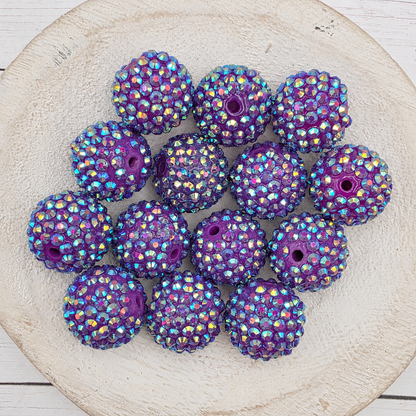 20MM Purple Rhinestone Beads
