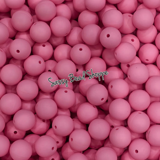 15mm Rouge Pink Silicone Beads