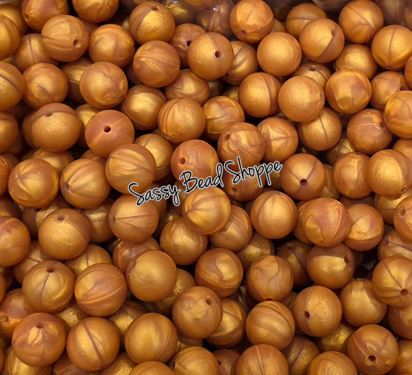 15mm Dark Gold Pearl Silicone Beads