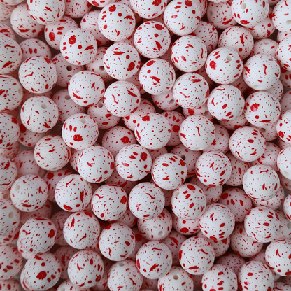 15mm Red Splatter Beads