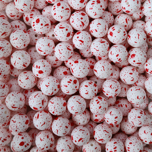 15mm Red Splatter Beads