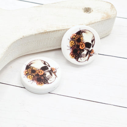 Skull With Flowers Focal Beads