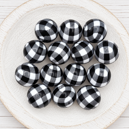 20mm Plaid Print Beads