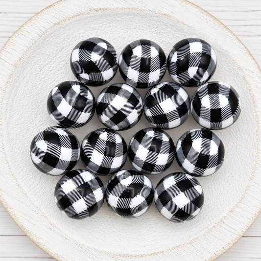 20mm Plaid Print Beads