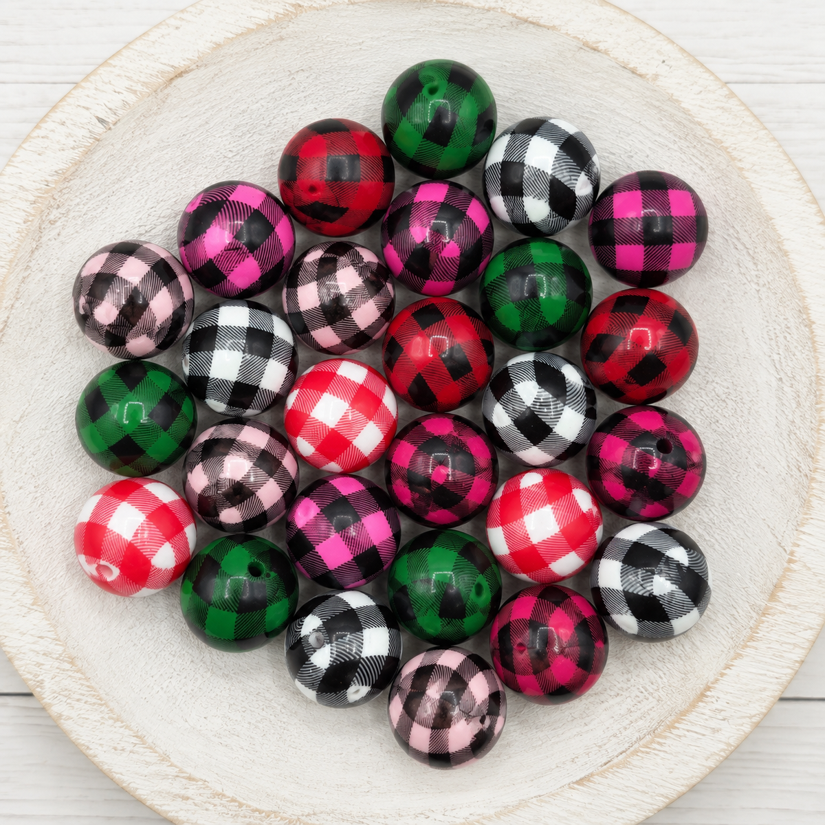 20mm Plaid Print Beads
