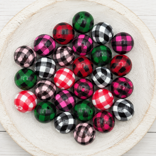 20mm Plaid Print Beads