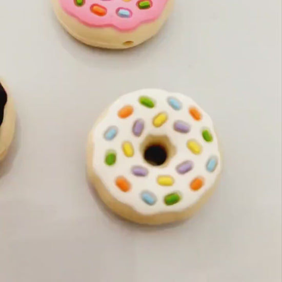 Pink Sprinkle Donut Focal Bead