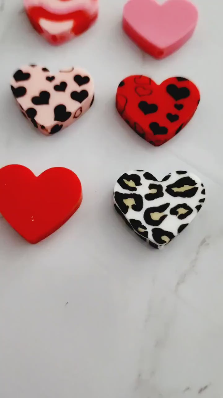 20mm Pink & Black Heart Focal Bead