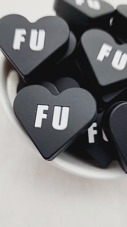 FU Black Heart Beads