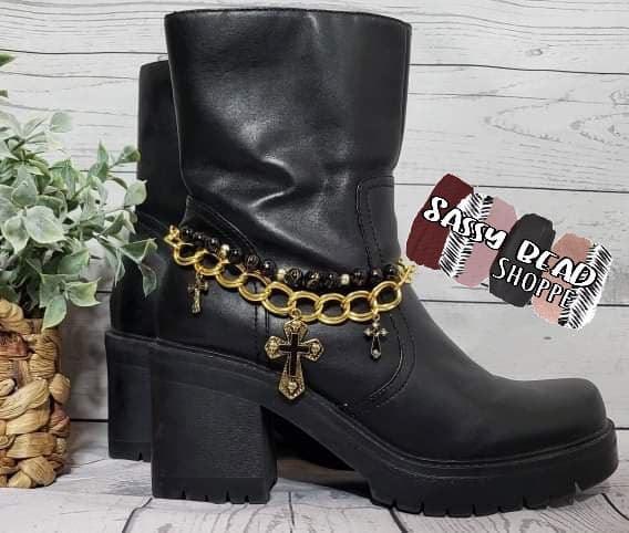 Black & Gold Boot Jewelry - Sassy Bead Shoppe
