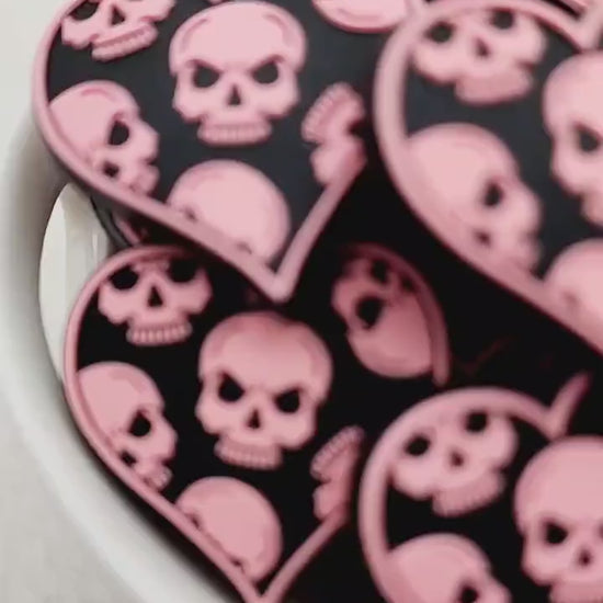 Pink Skull Heart Beads