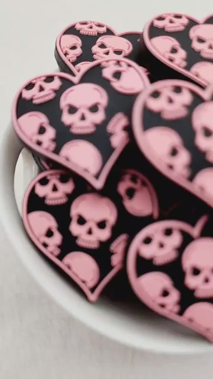 Pink Skull Heart Beads