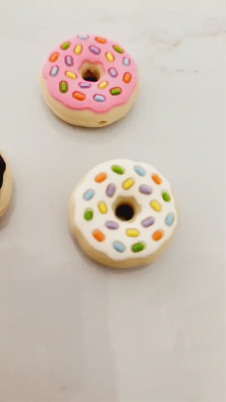 White Sprinkle Donut Focal Bead